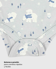 Set 5 Bodys Estampado Oso Polar Azul Travesuras