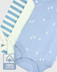 Set 5 Bodys Estampado Oso Polar Azul Algodón