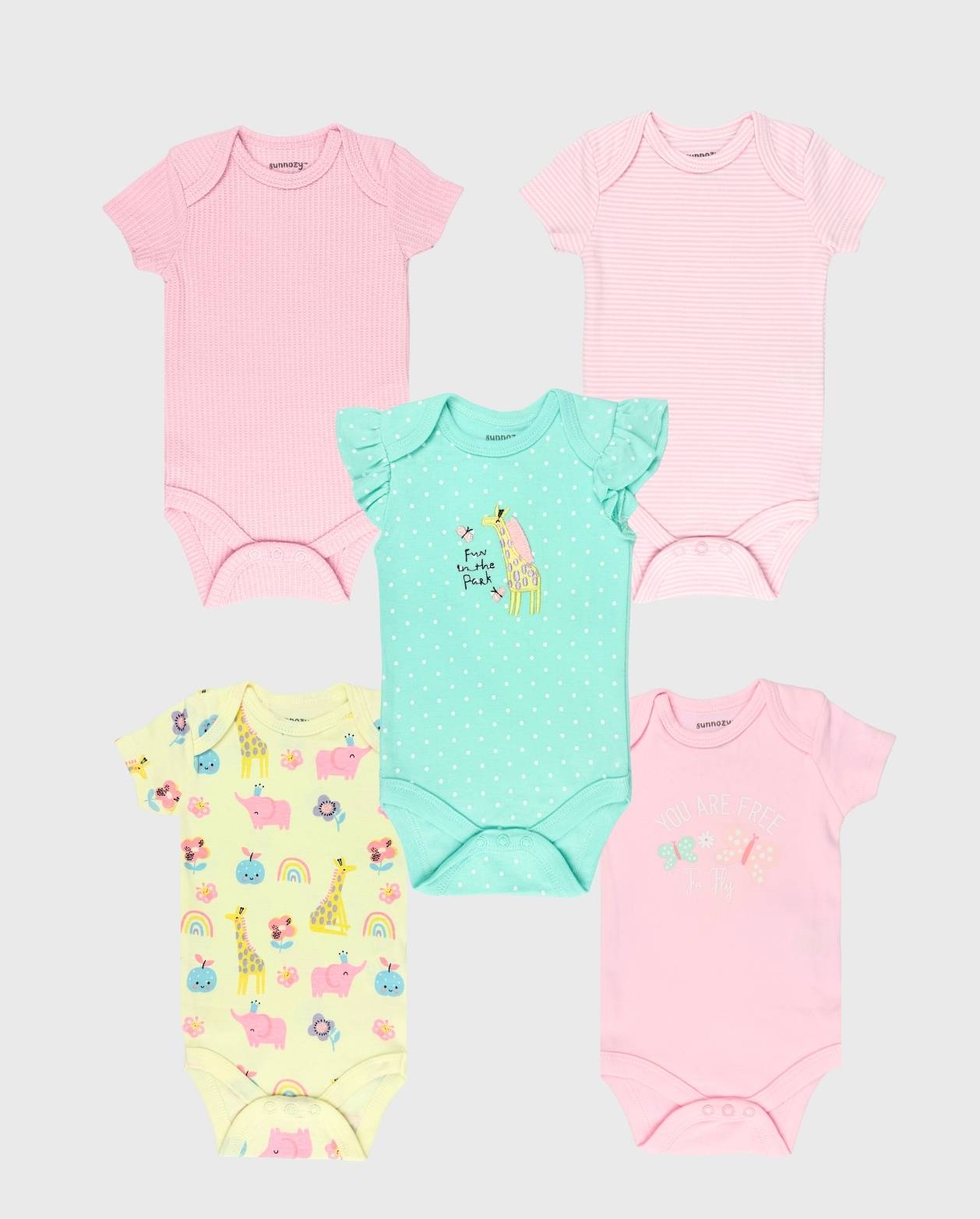 Set 5 Bodys Estampado Puntos Jirafa Menta