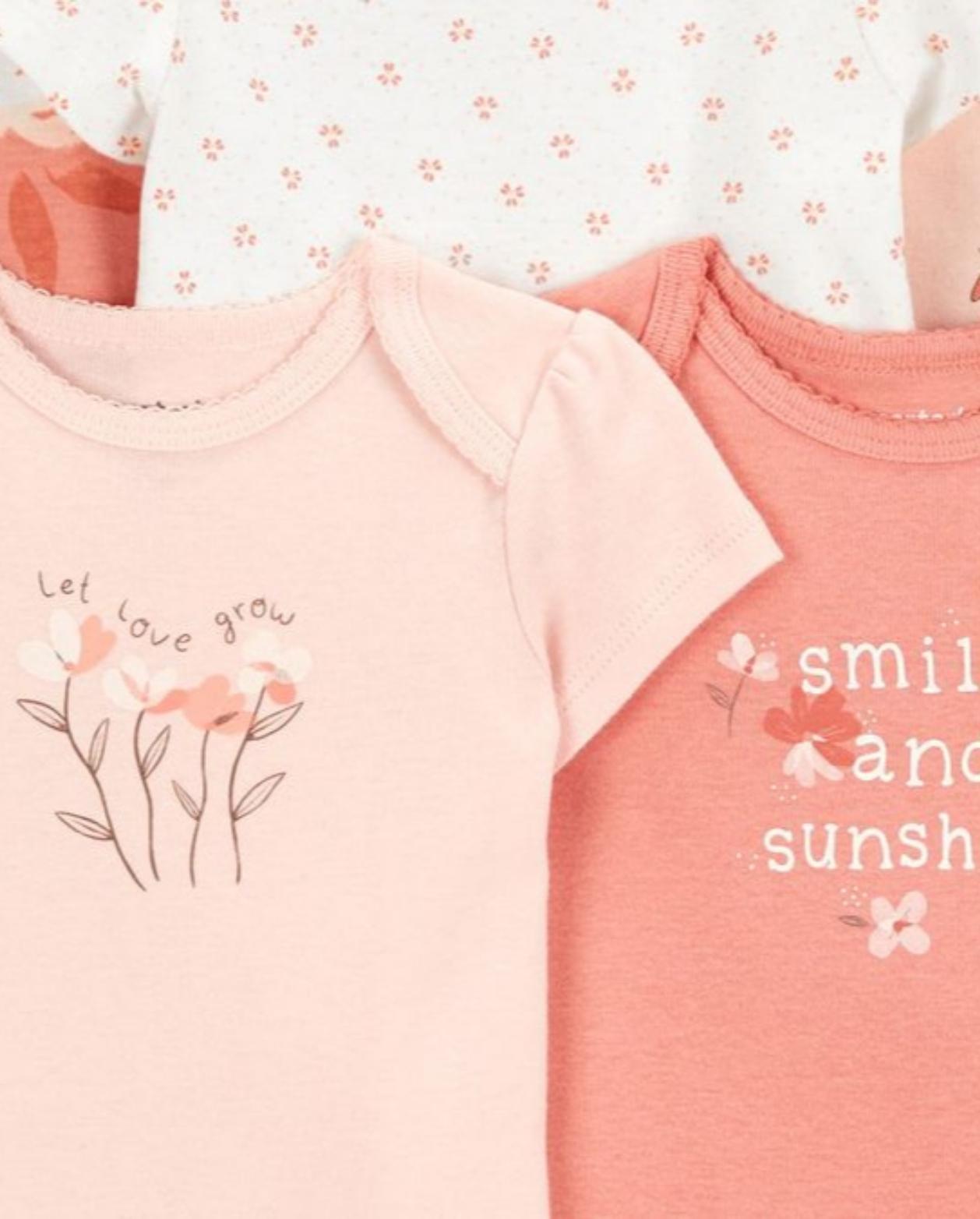 Set 5 Bodys Estampado Flores Salmon Colores