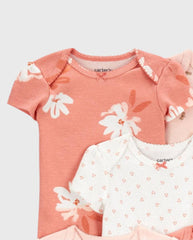 Set 5 Bodys Estampado Flores Salmon Detalles