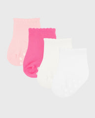 Set De 4 Medias Antideslizantes Para Bebé Rosa