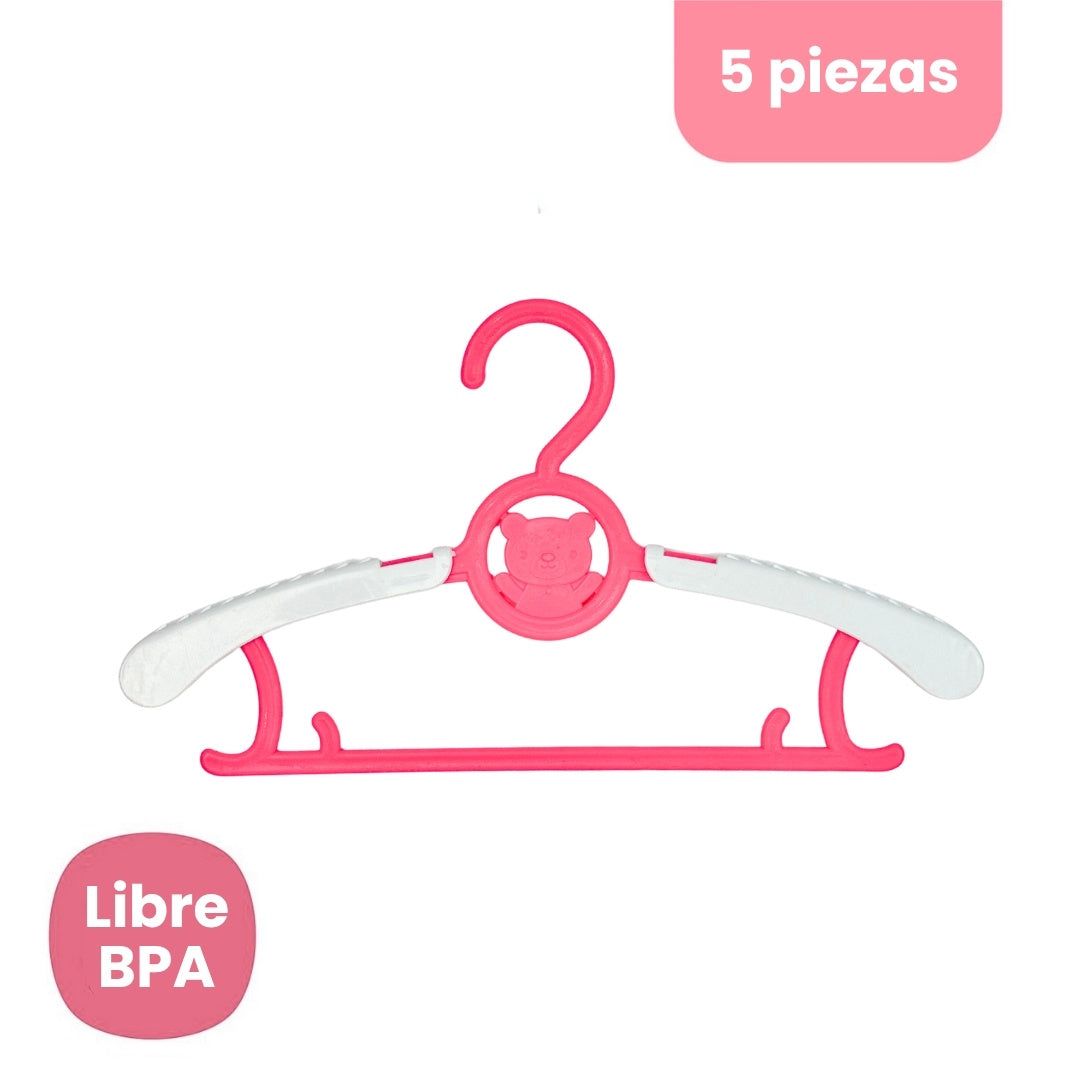 Set Ganchos Para Ropa Bebé Oso ROSA