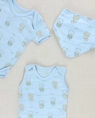 Set Primer Día Bordado Oso Azul BLUE