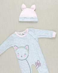 Set Primer Día Gata Corazón Gris Detalle