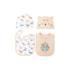 Set 2 Baberos y Gorros Animal Beige