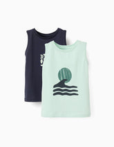 Set 2 Camisetas Esqueleto Estampado Verde Zippy