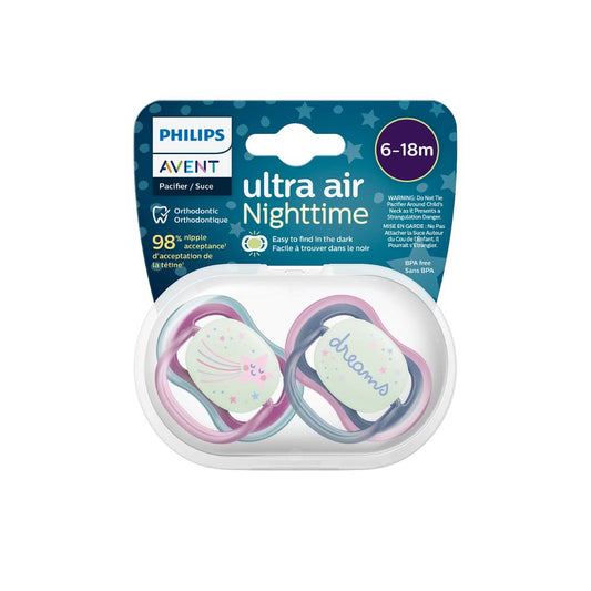 Set 2 Chupo Entretenedor Ultra Air Night Time Estrella 6-18M