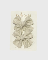 Set 2 Pinzas Moño Beige Ojalillo Rayito de Sol