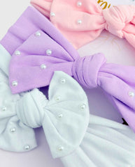 Set 3 Balacas Moño Perlas Colores Detalles