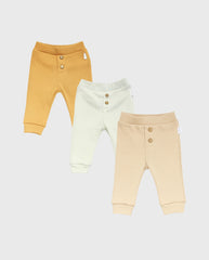 Set 3 Jogger Con Botones mostaza