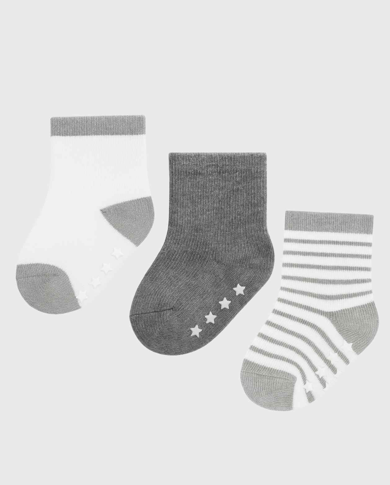 Set 3 Medias Rayas Gris