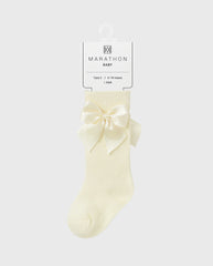 Set 3 Pares De Medias Española Moño Niña marfil
