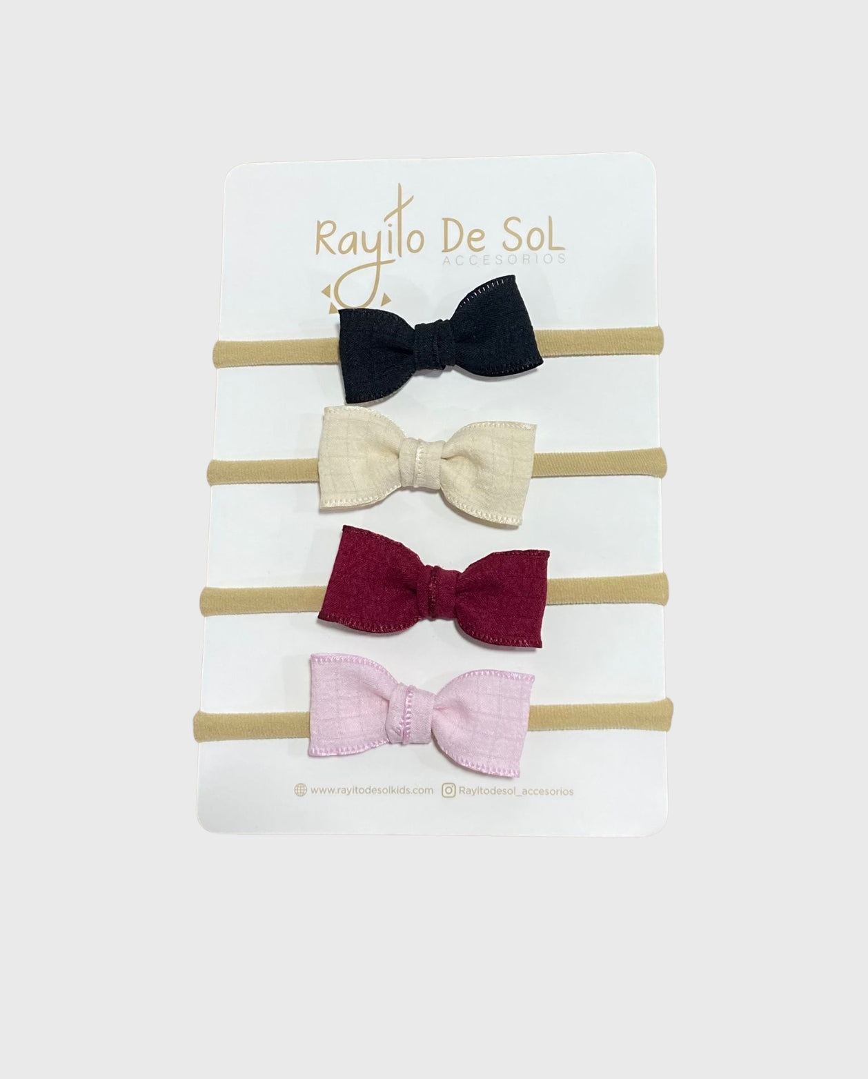 Set 4 Balacas Cintillo Moño Helena Negro