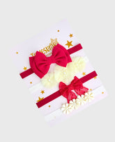 Set 4 Balacas Flores Lazo Rojo