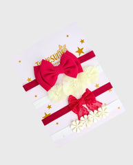 Set 4 Balacas Flores Lazo Rojo