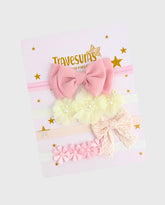 Set 4 Balacas Flores Lazo Rosa