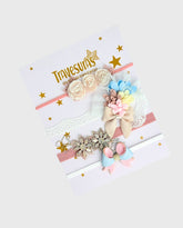 Set 4 Balacas Flores Moño Celeste