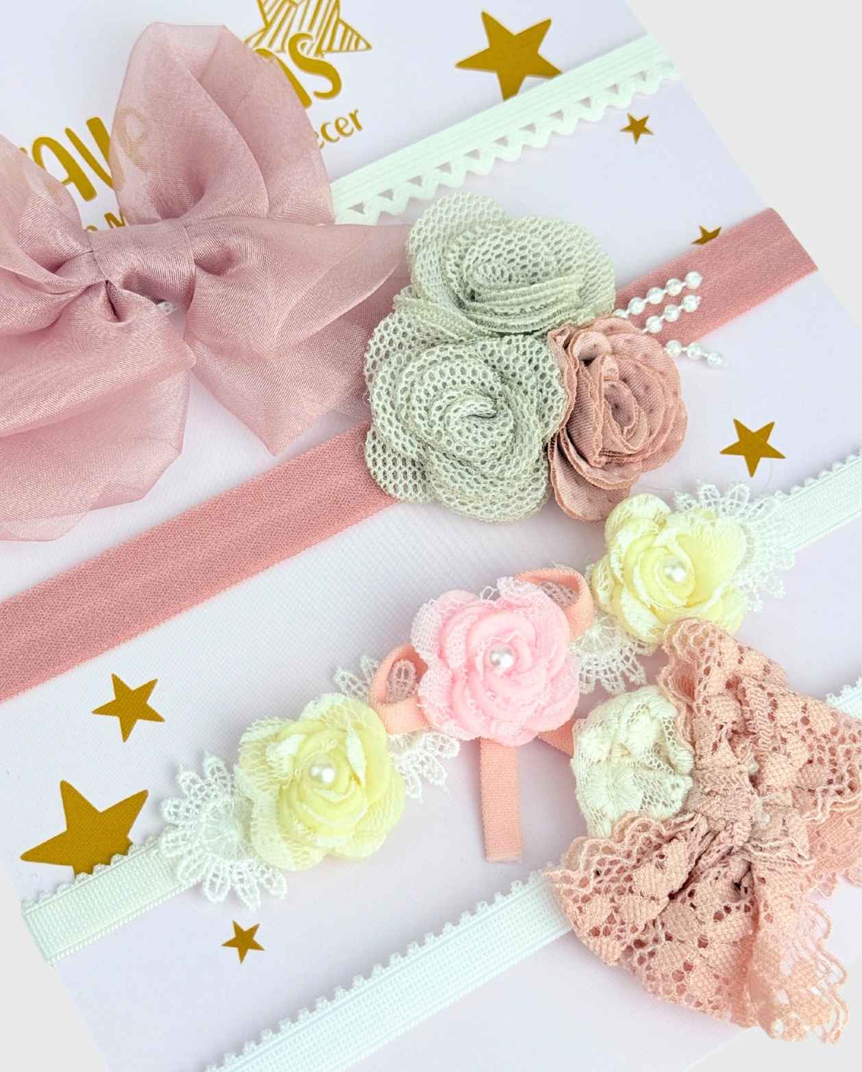 Set 4 Balacas Moño Rosa Pink