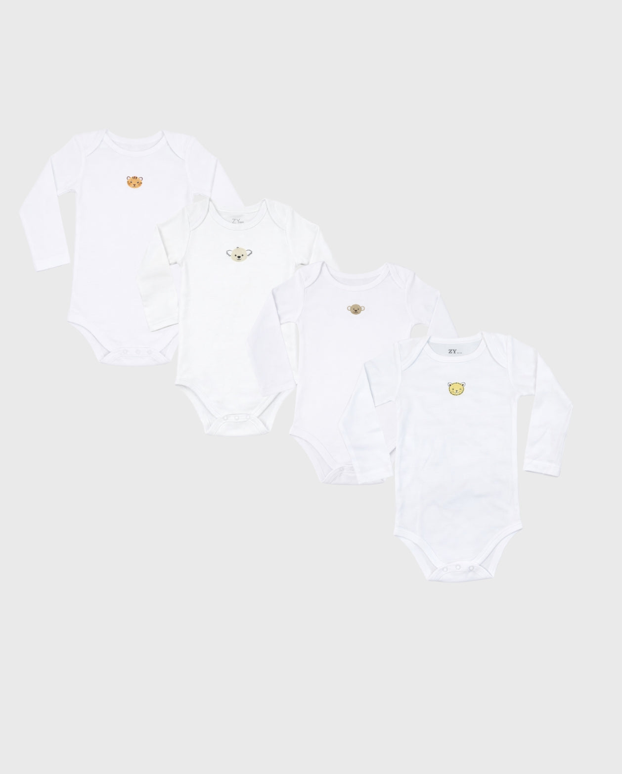 Set 4 Bodys Animales Blanco Zippy
