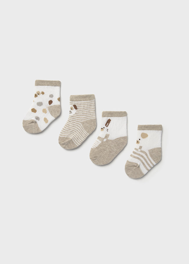 Set 4 Medias Animales Beige Mayoral