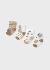 Set 4 Medias Oso Corazones Beige Mayoral