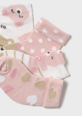 Set 4 Medias Oso Corazones Rosa Mayoral detalle