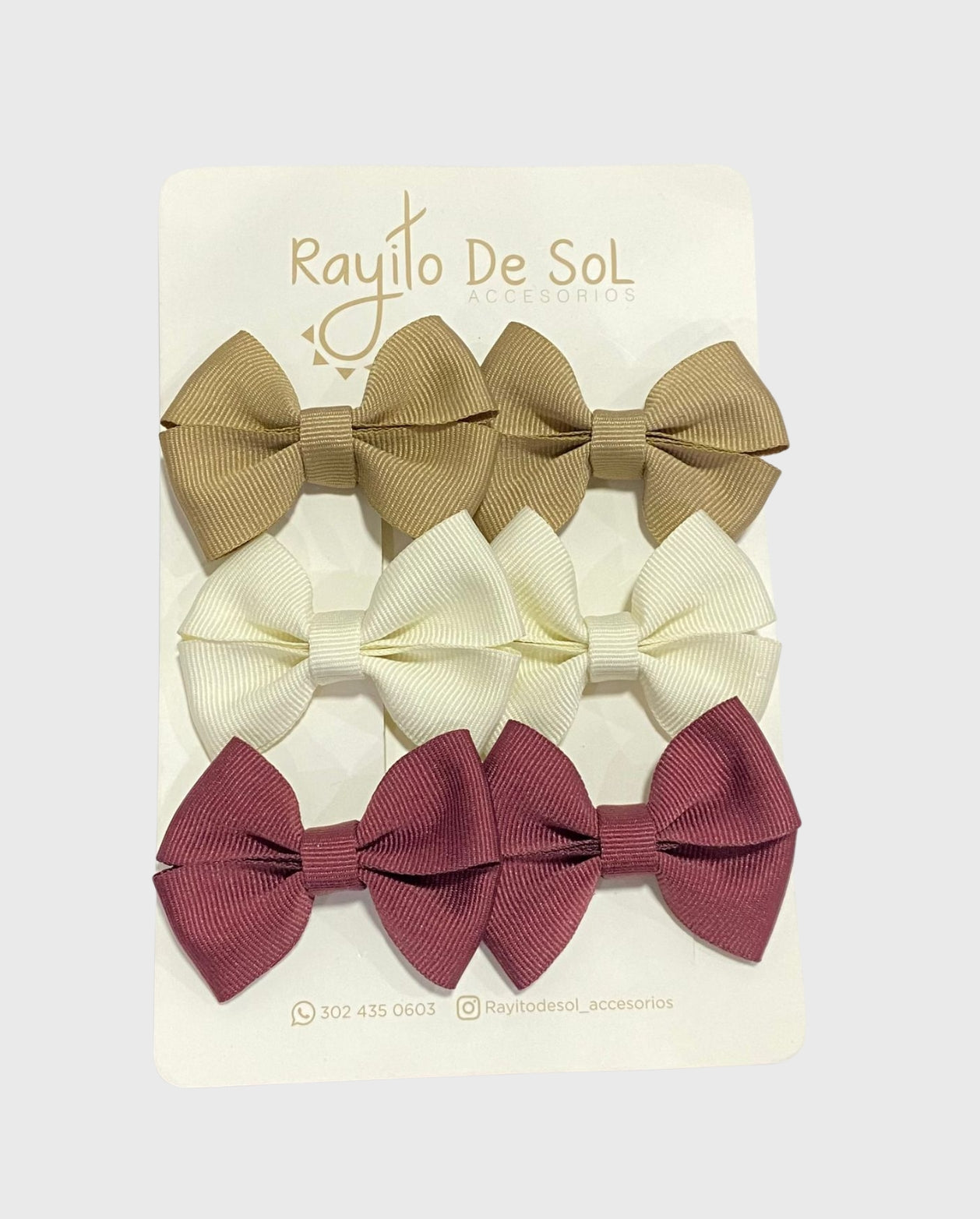 Set 4 Pinzas Moño Frida Vino Tinto