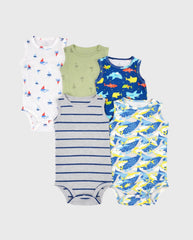 Set 5 Bodys Estampado Esqueleto Tiburon