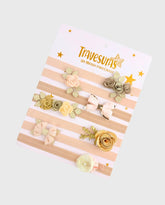 Set 7 Balacas Moños Y Flores Café