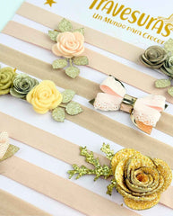 Set 7 Balacas Moños Y Flores Café Diseño