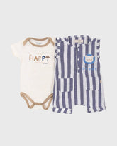 Set Body y Mameluco Rayas Happy Azul