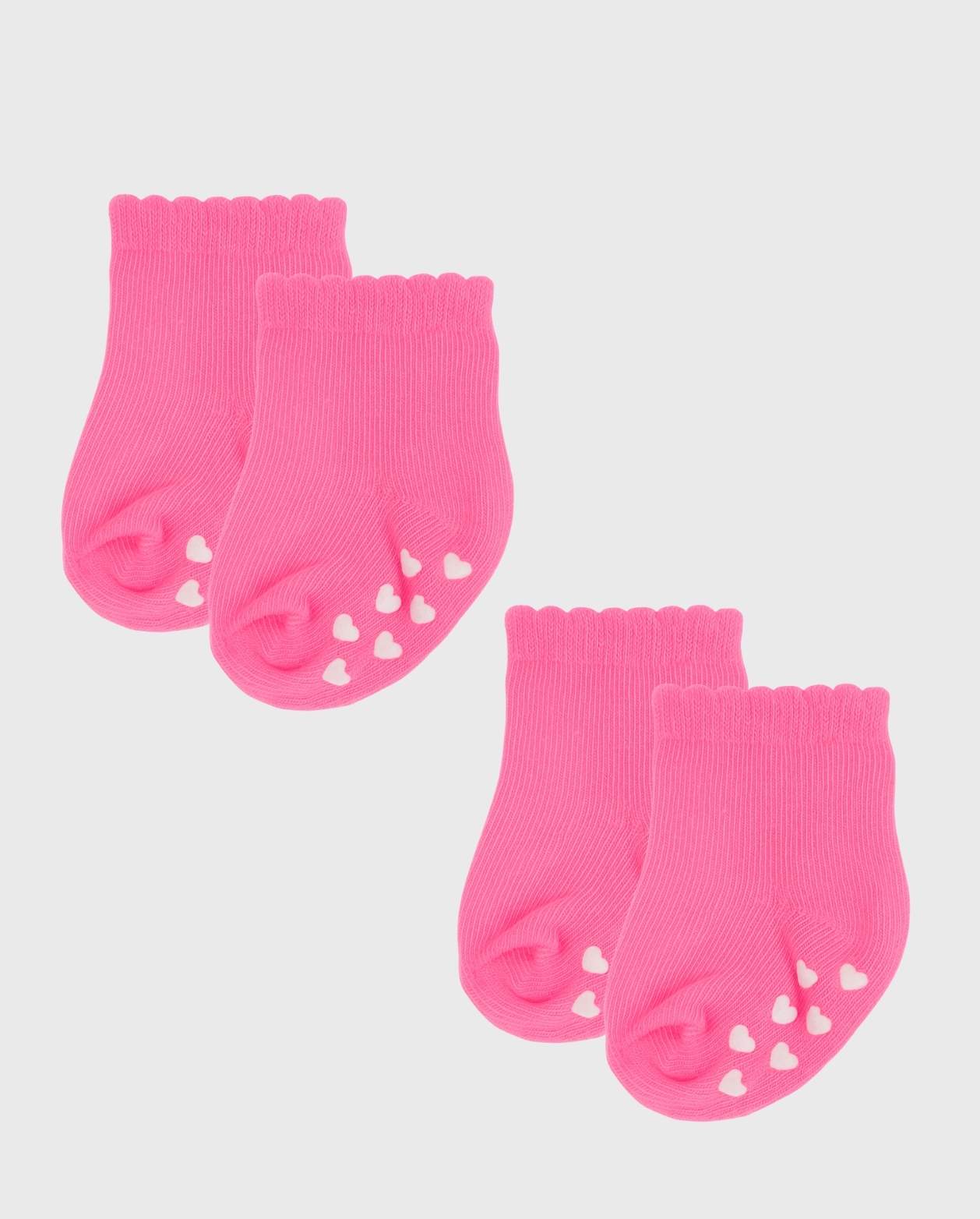 Set De 8 Medias Antideslizantes Para Bebé Rosa Fucsia