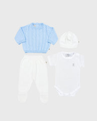 Set Primer Día Trenzado 100% Algodón Azul diseño