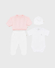 Set Primer Día Trenzado 100% Algodón Rosa diseño