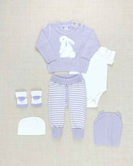 Set Primer Día Conejo Tejido Lila