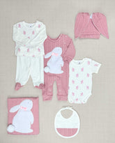 Set Primer Día Tela Trenza Conejo Rosa