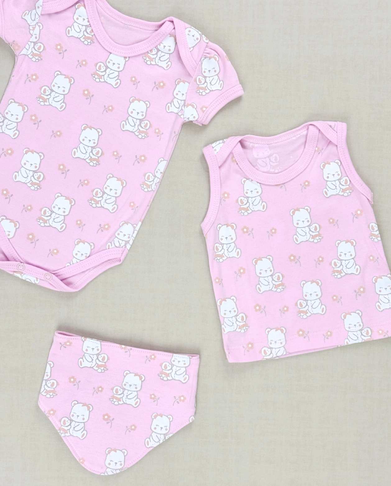 Set Primer Dia Oso Jardin Blanco Pink