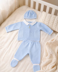 Set Primer Dia Tricot Cuello Detalle Botones Azul