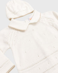Set Primer Dia Tricot Cuello Detalle Punto Crudo detalle