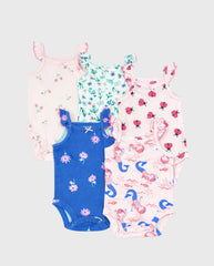 Set x5 Bodys Tiras Estampado Sirenas Rosa