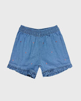 Short Bordado Corazones Indigo