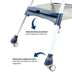 Silla Comedor Con Ruedas Azul Detalles