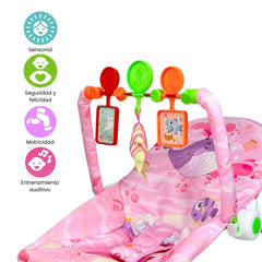 Silla Mecedora Rocker Ballena Rosa Con Panel Táctil Pink