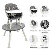 Silla Comedor Baby Desk 3 en 1 Gris Bebesit