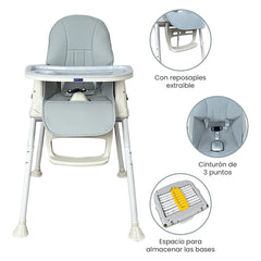 Silla Comedor Zoe Gris Happy Baby especificaciones