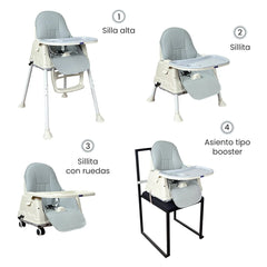 Silla Comedor Zoe Gris Happy Baby usos