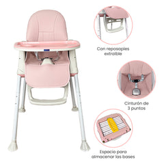 Silla Comedor Zoe Rosa Happy Baby especificaciones