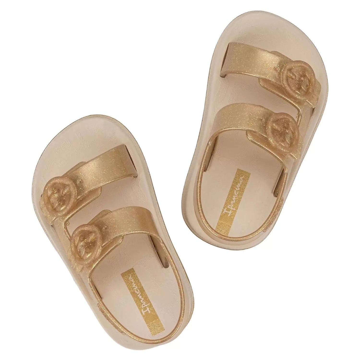 Sandalias Doble Hebilla Diva Dorada Diseño