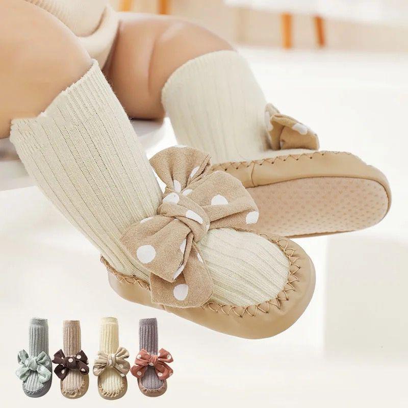 Medias Para Bebé Antideslizante Moño